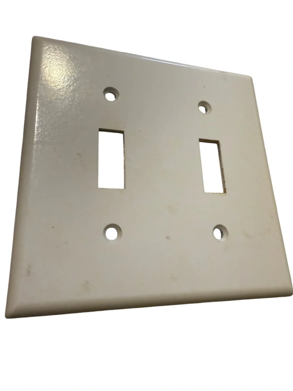 Used White 2-Gang Toggle Switch Wall Plate - Standard 4.5